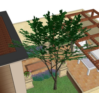 现代廊架su模型