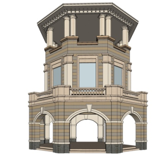 欧式塔楼su模型