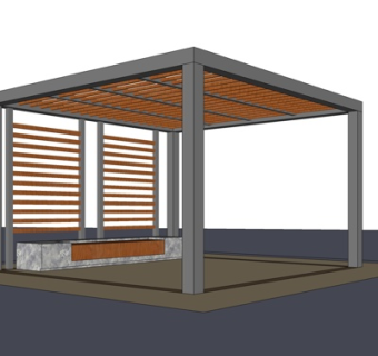 现代凉亭su模型