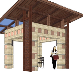 新中式凉亭su模型