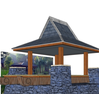 东南亚凉亭su模型