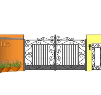 欧式铁艺庭院大门su模型