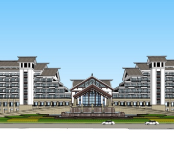 新中式酒店su模型