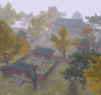 中式寺庙su模型