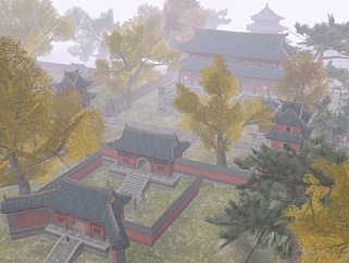 中式寺庙su模型