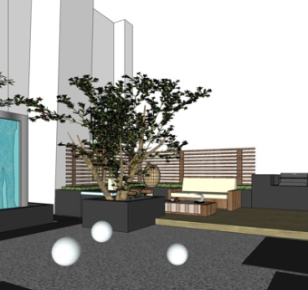 现代院子su模型