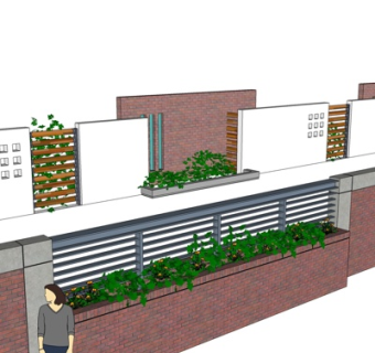 现代景观墙su模型