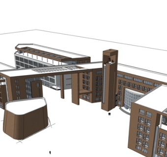 现代办公楼su模型