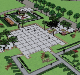 现代广场su模型