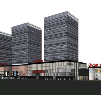 现代商业广场su模型