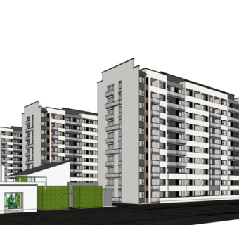 新中式公寓楼su模型