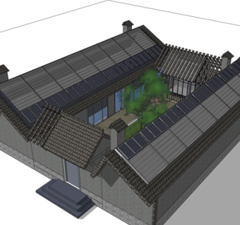 中式四合院su模型