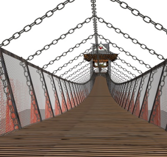 中式吊桥su模型