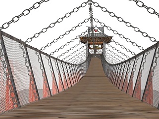中式吊桥su模型