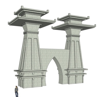 现代观景台su模型