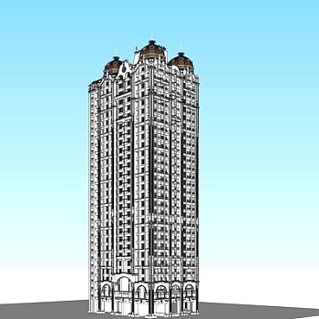 欧式高层公寓楼su模型