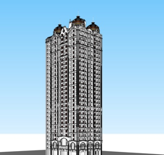 欧式高层公寓楼su模型