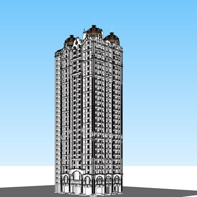 欧式高层公寓楼su模型