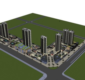 现代高层公寓楼su模型