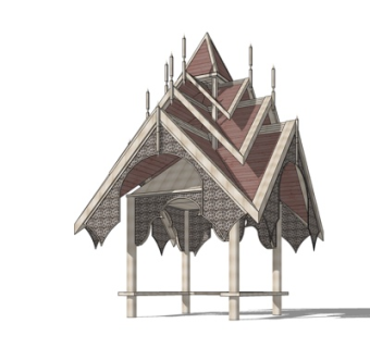 东南亚凉亭su模型