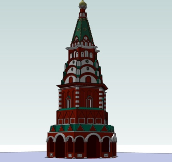 欧式塔建筑su模型