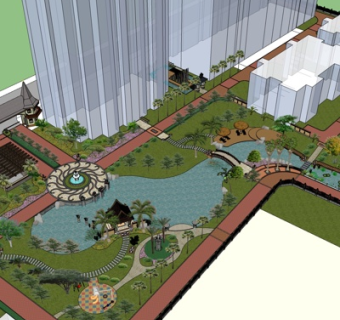 中式公园su模型