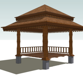 中式凉亭su模型