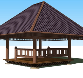 东南亚凉亭su模型