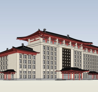 新中式酒店su模型