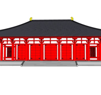 中式殿宇su模型