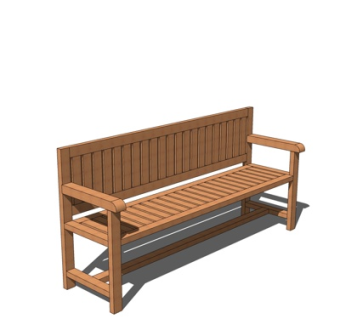 中式实木长椅su模型