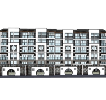 新中式公寓楼su模型