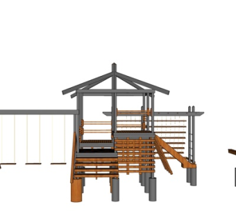 现代木质楼梯su模型