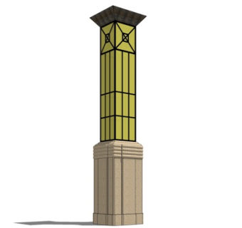 新中式景观灯su模型