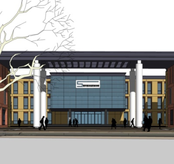 现代学校建筑su模型