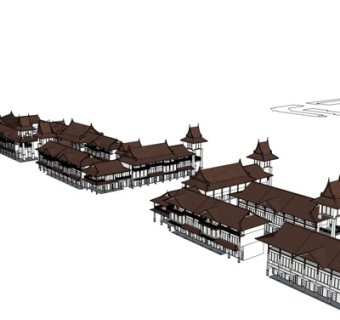 新中式沿街商业建筑su模型