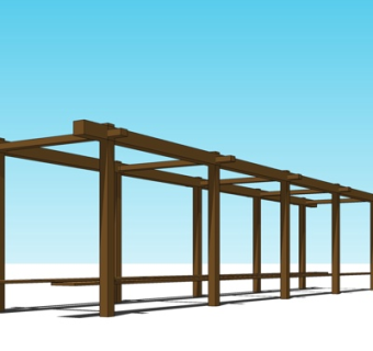 现代廊架su模型