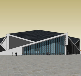 新中式办公楼su模型