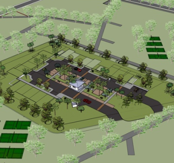 现代园林规划su模型