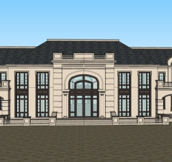 欧式会所外观su模型