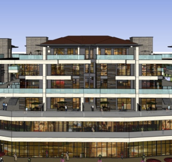 现代商业街su模型