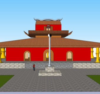 中式古建殿宇su模型
