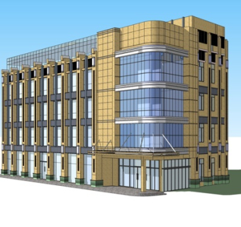 新中式办公楼su模型