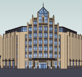 现代会所外观su模型