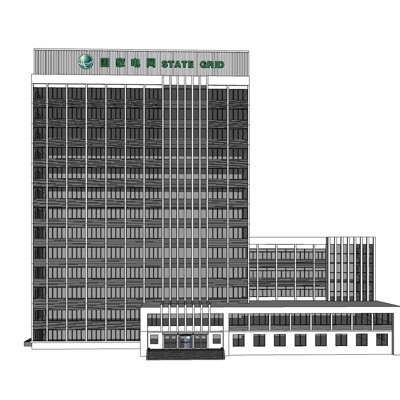 现代办公楼外观su模型