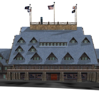 工业风饭店外观su模型