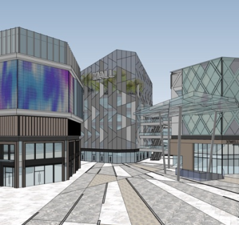 现代商业街su模型