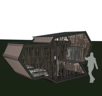 现代户外休闲凉亭su模型