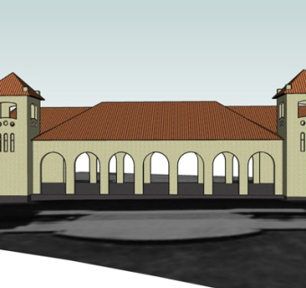 现代廊架凉亭su模型