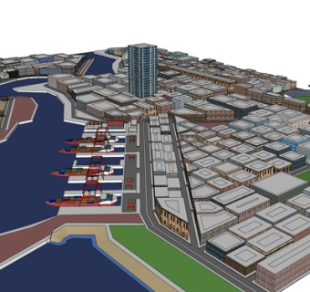 现代工业区规划su模型